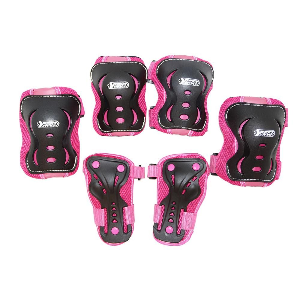 Best Sporting Protektoren-Set Gelenkschützer-Set M für Kinder von 7–11 Jahren (Gelenkschützer-Set, 2 Knieschoner, 2 Ellenbogenschoner und 2 Handgelenkschoner), PP-Hartschalen, PU-Polsterung, Klettverschlüsse, 6-teilig, elastisch