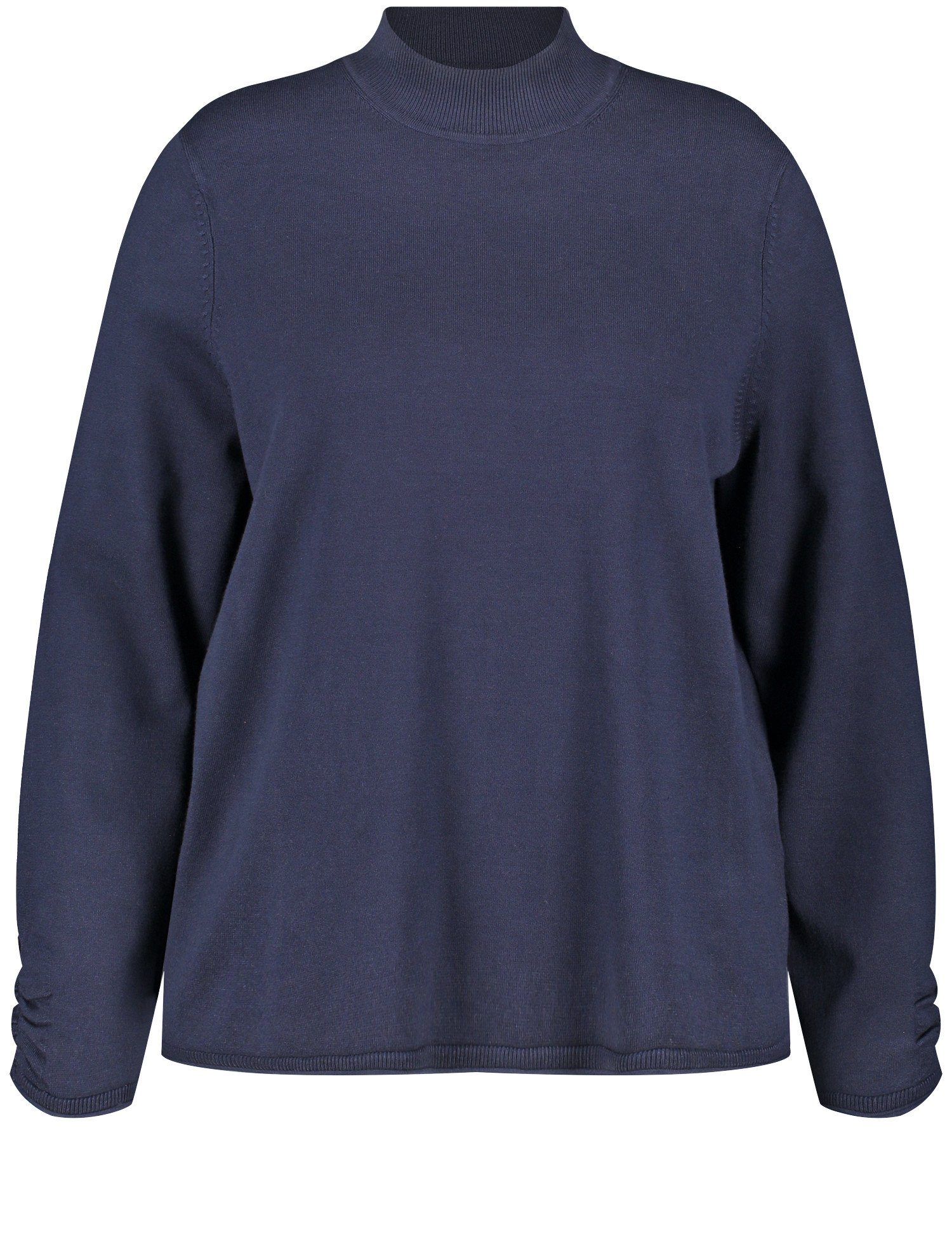 Samoon Sweatshirt Feinstrick-Pullover mit Raffungen am Arm