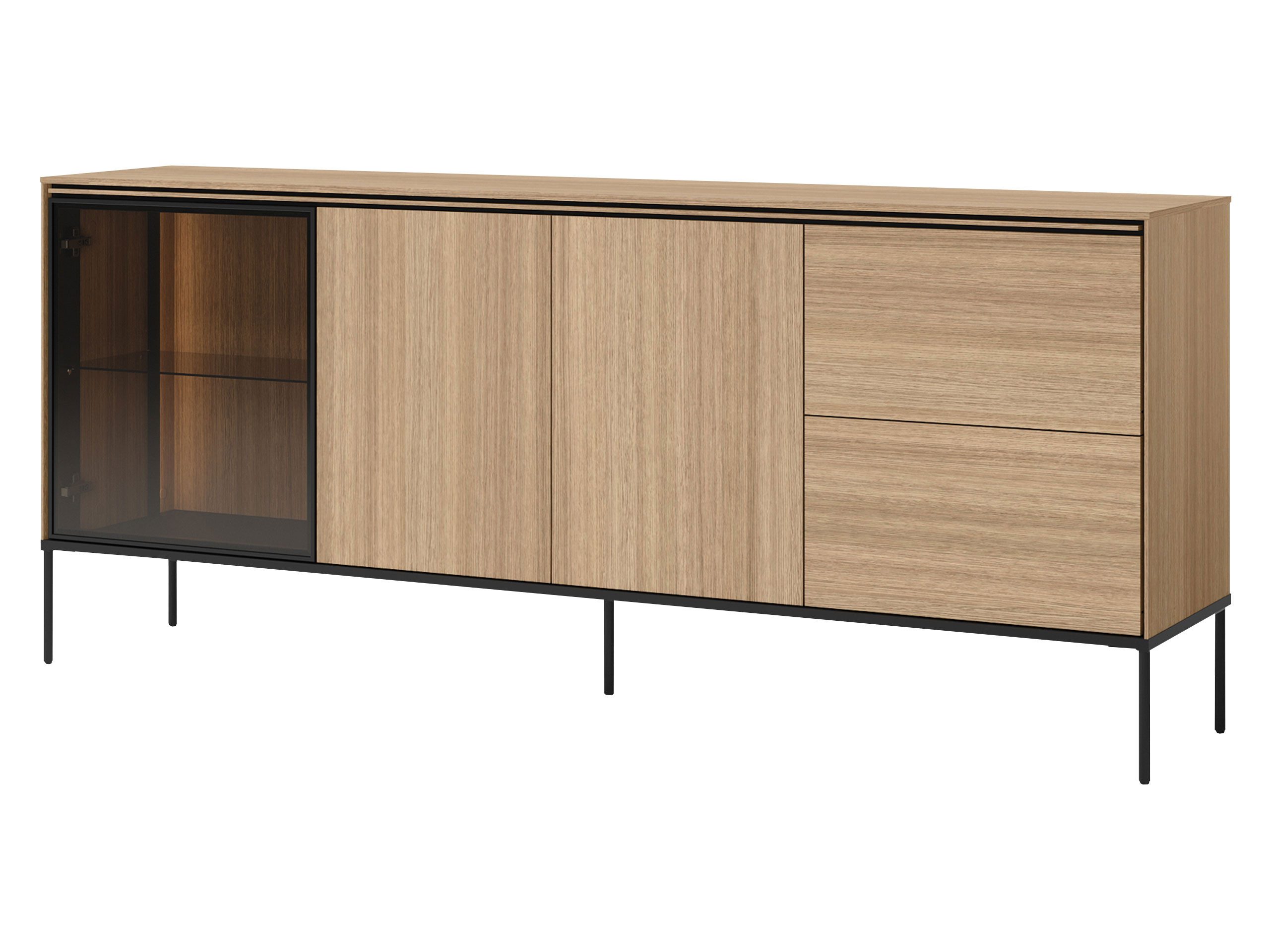 MIRJAN24 Kommode 2D1W2S Visso VI-06 (mit drei Drehtüren und zwei Schubladen), LED-Beleuchtung