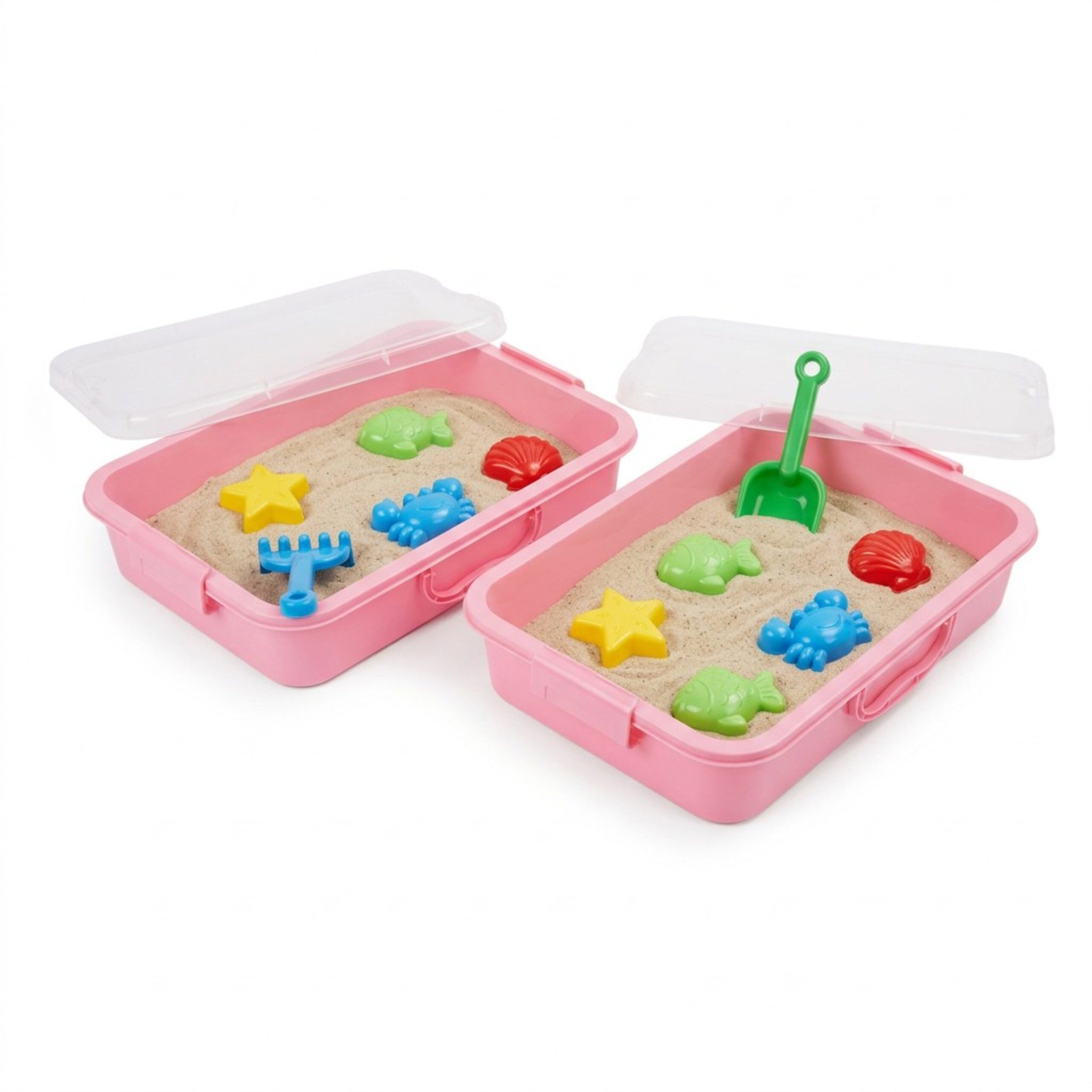 relaxdays Sandkasten mit Deckel 2er Set, (2-tlg), Rosa