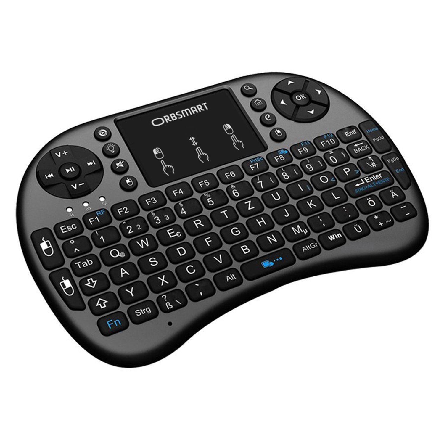Orbsmart AM-2 Wireless-Tastatur und Touchpad (kabellos, mit integrierten LED-Beleuchtung)