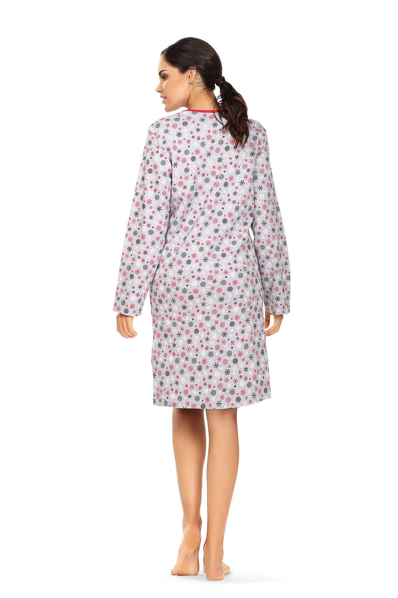 Damen Snowflakes Nachthemd Interlock Nachthemd 1-tlg., Baumwolle ca.100cm Set) Sleepshirt (Set, comtessa