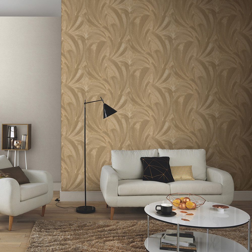 Erismann Vliestapete Palmblätter Dschungel Tropisch Gold Metallic 10476-30