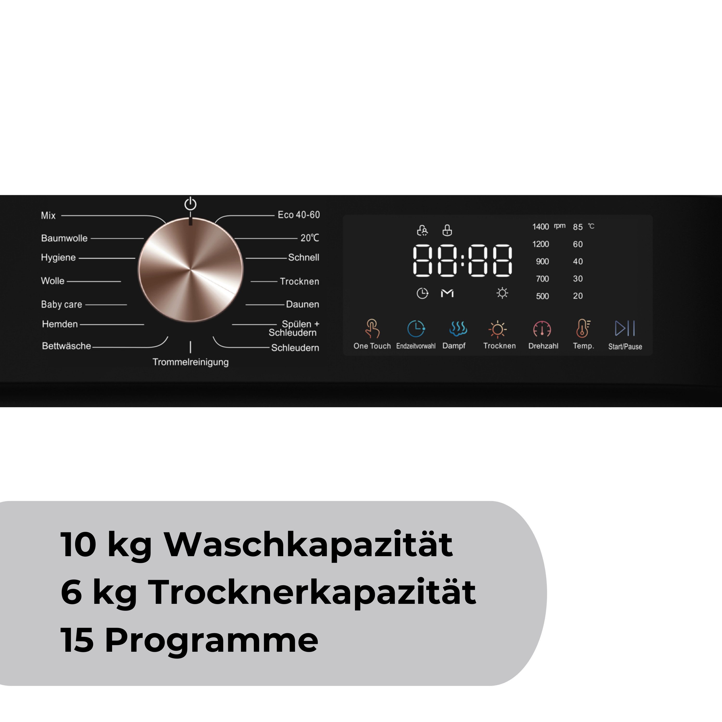 PKM Waschtrockner WT10+6-TC-AD, 10 kg, 6 kg, ECO-Funktion