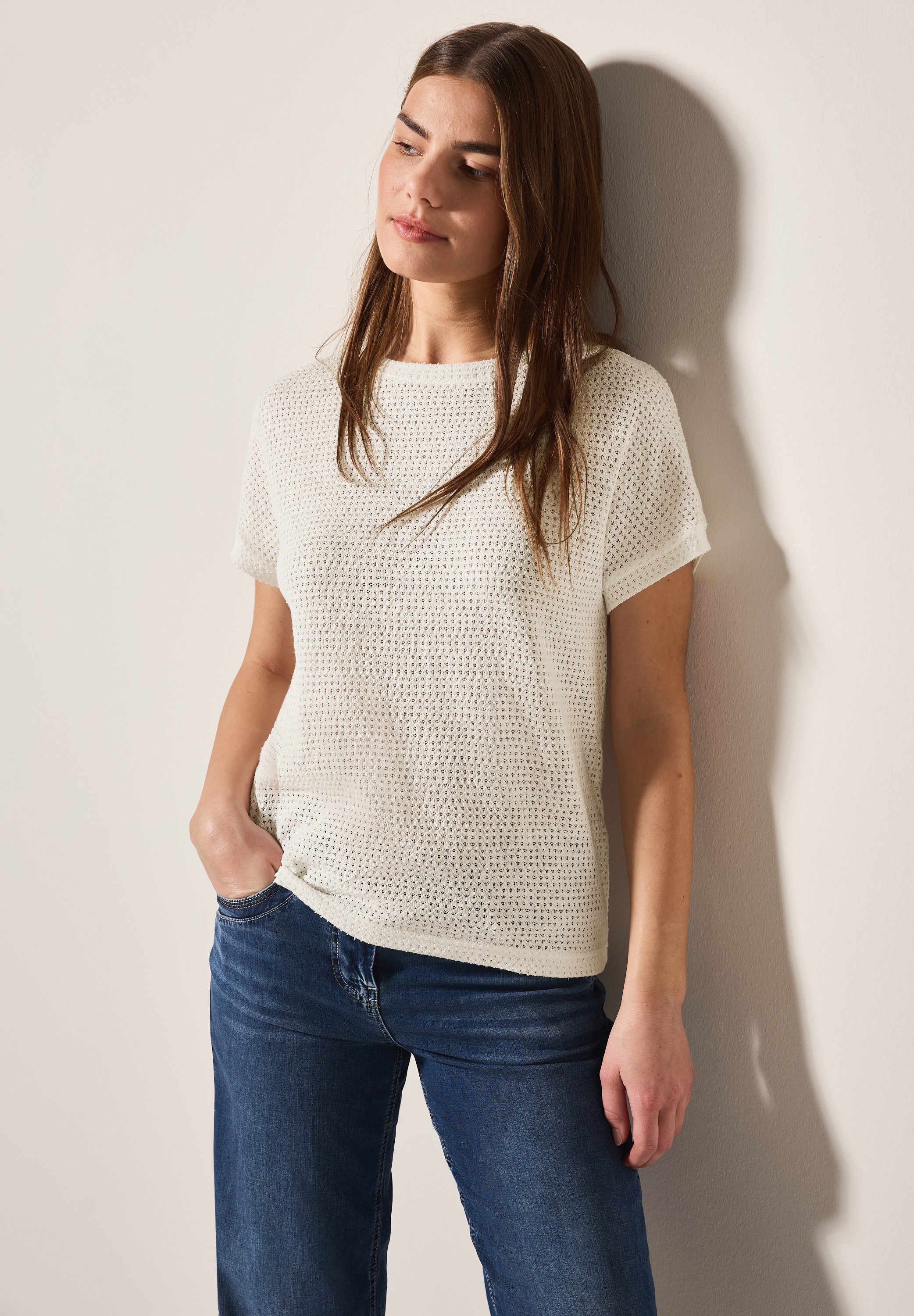 CECIL T-Shirt in luftiger Strick-Optik günstig online kaufen