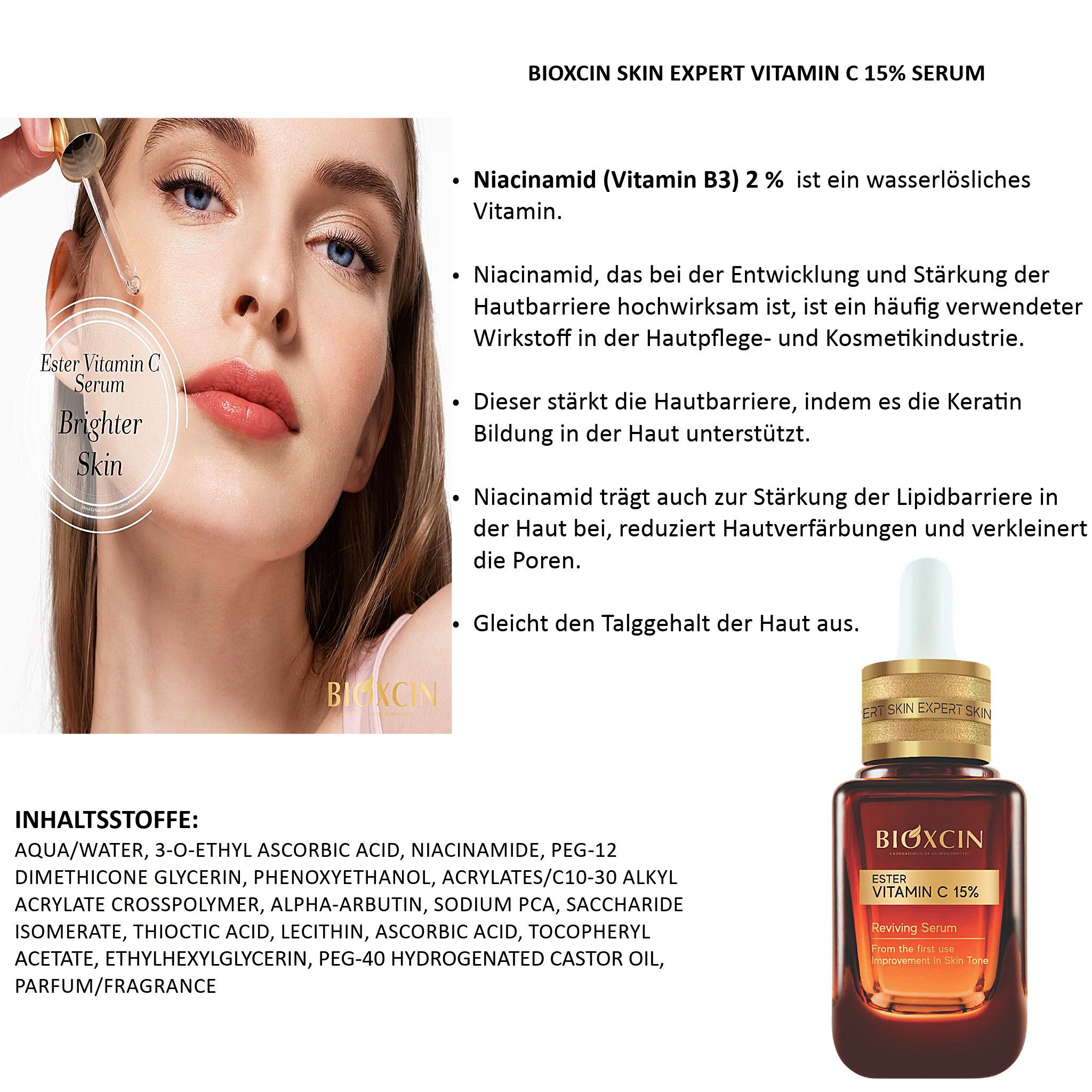 Bioxcin Gesichtsserum Bioxcin Vitamin C Ester,Niacinamide - Revitalisierendes Serum 30 ml