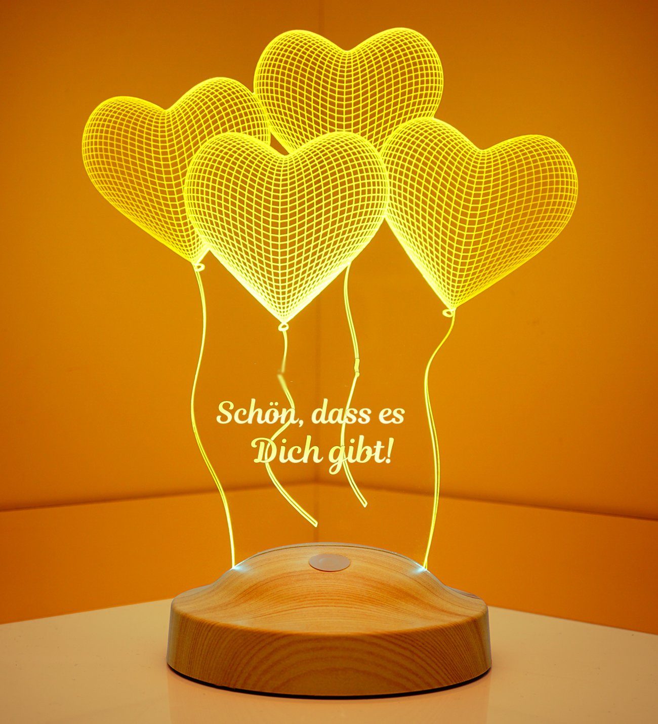 3D LED Farben, Lampe Best LED 6 Nachttischlampe fest für LED LED Lampe Friend, integriert, Herzen Geschenkelampe Vier