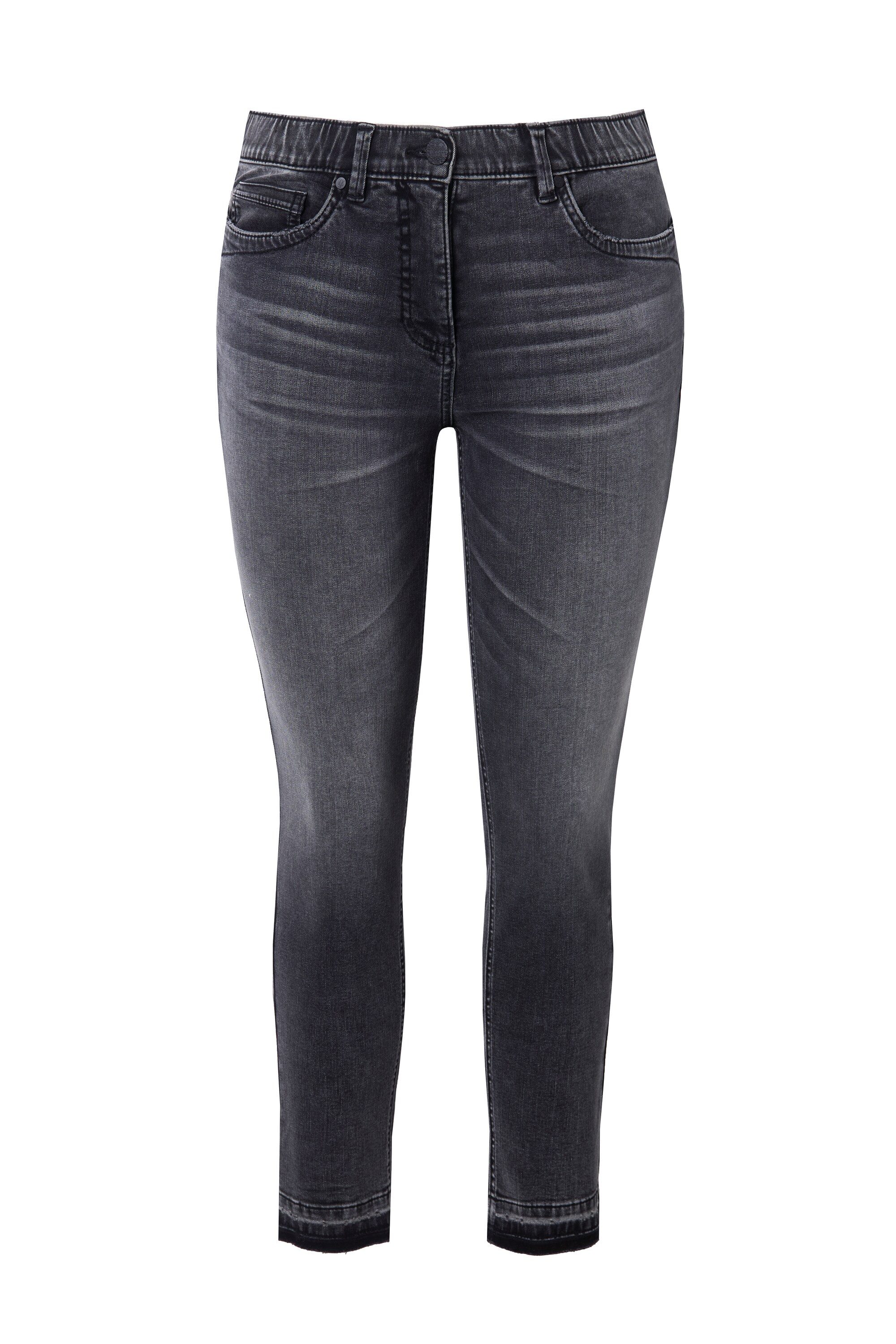 Ulla Popken 5-Pocket-Jeans Jeans Sarah Fransensaum schmales Bein Komfortbun günstig online kaufen