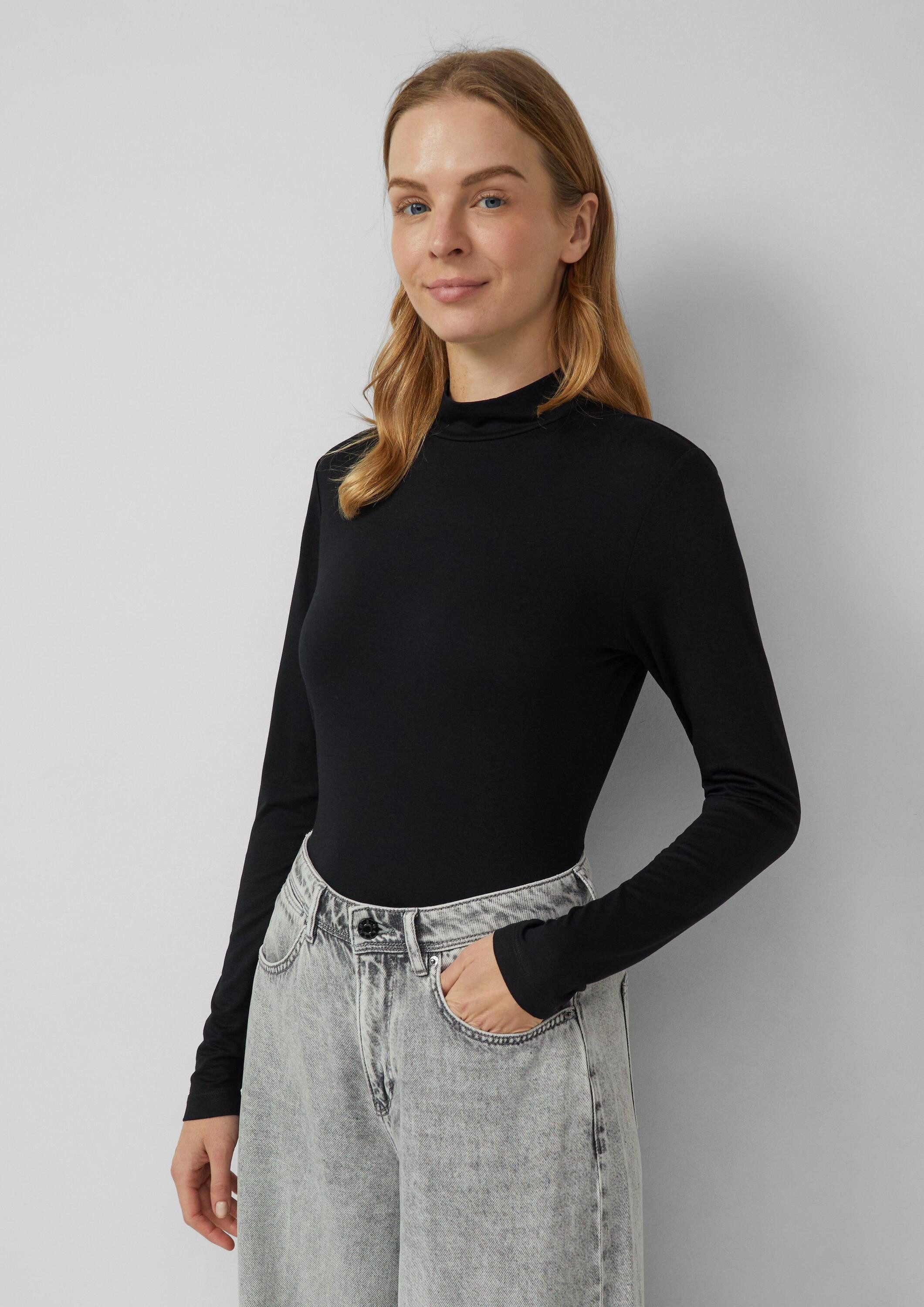 s.Oliver Langarmshirt T-Shirt Slim Fit Jerseyshirt mit Stehkragen günstig online kaufen