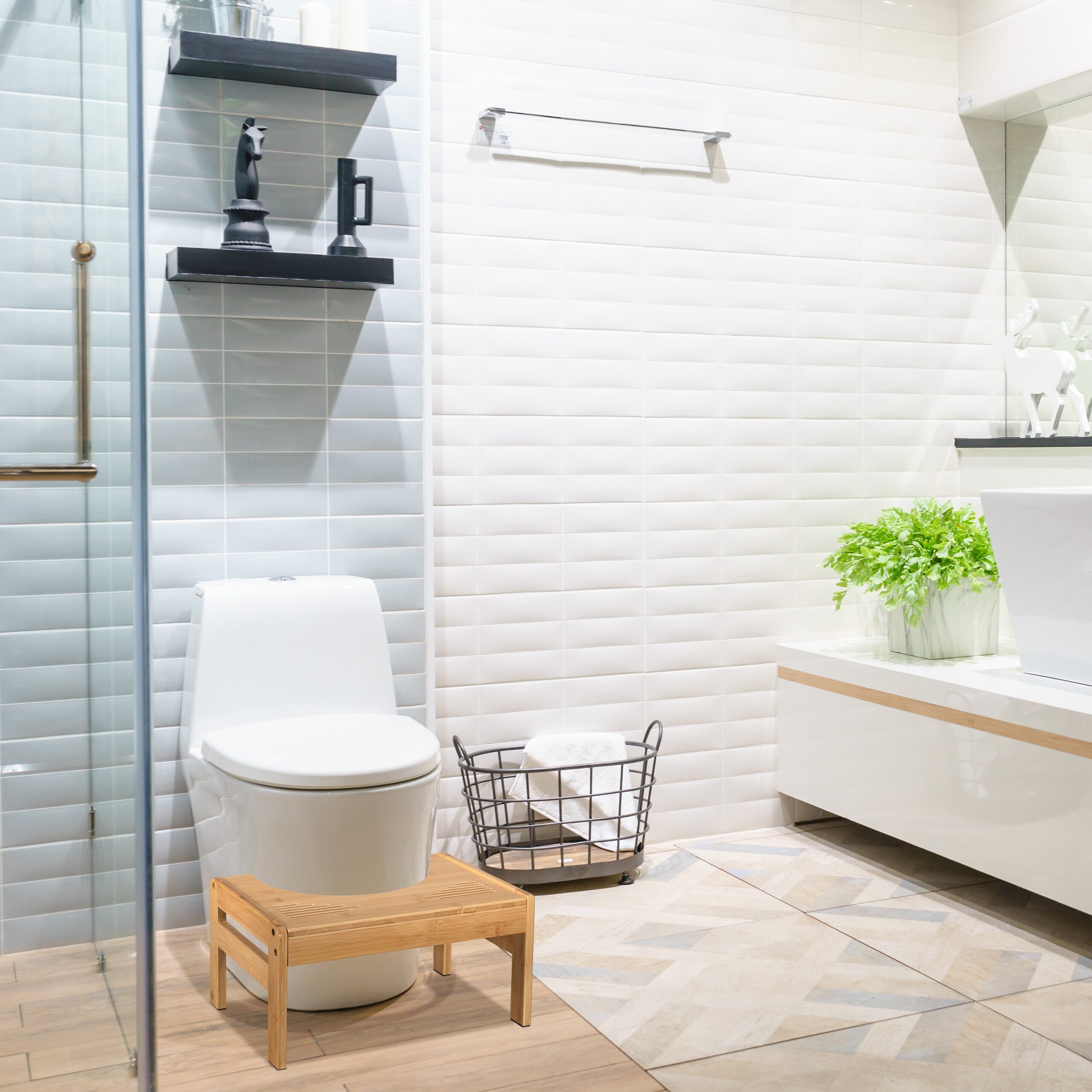 relaxdays Badhocker Toilettenhocker aus Bambus (1 günstig online kaufen