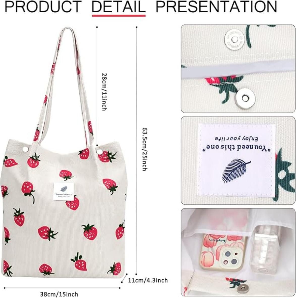 Coonoor Schultertasche Damen Grosse Kapazität Canvas Tasche Tote Handtasche günstig online kaufen