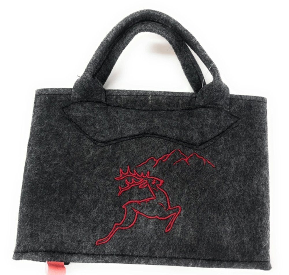 Witzgall Einkaufsshopper Filztasche dunkelgrau Hirsch Berge rot
