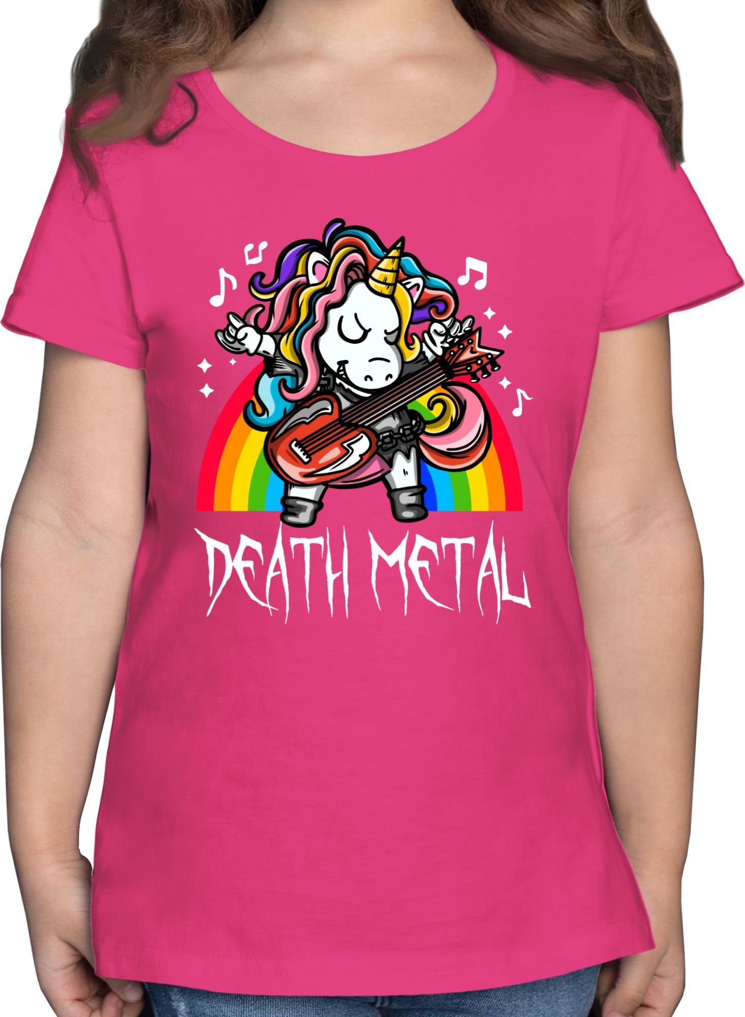 Shirtracer T-Shirt Death Metal Einhorn Kinderkleidung und Co 2 Fuchsia