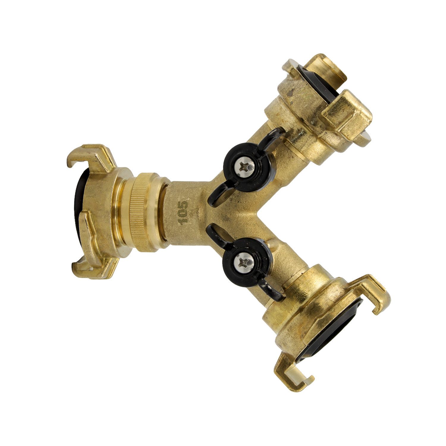 puteus Schlauchadapter Messing Wasserverteiler 2-fach Y-Stück mit GK-Kupplung