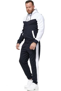 L.gonline Freizeitanzug Herren Trainingsanzug, Jogginganzug mit Kapuzenjacke 0986 (Kapuzenjacke mit Reißverschluss, Hose, 2-tlg), Fitness Freizeit Casual