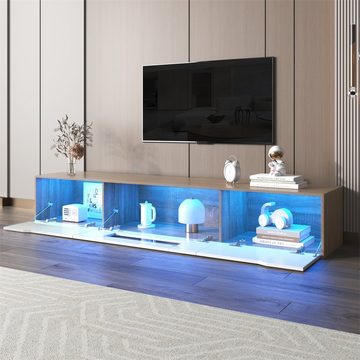 autolock TV-Schrank TV-Lowboard Fernsehschrank TV-Tisch Variable LED-Beleuchtung Hochglanz-TV-Schrank Schwarz und Weiß farbwechselnder Schrank