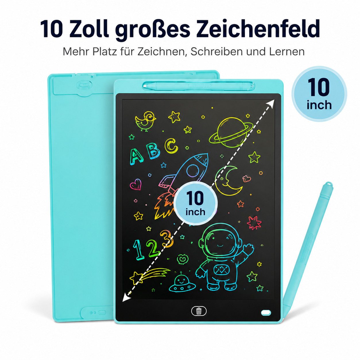 XEOOCE Zaubertafel LCD Schreibtafel Kinder 10 Zoll Zeichentablett Wiederverwendbar – Bild 2 von 5