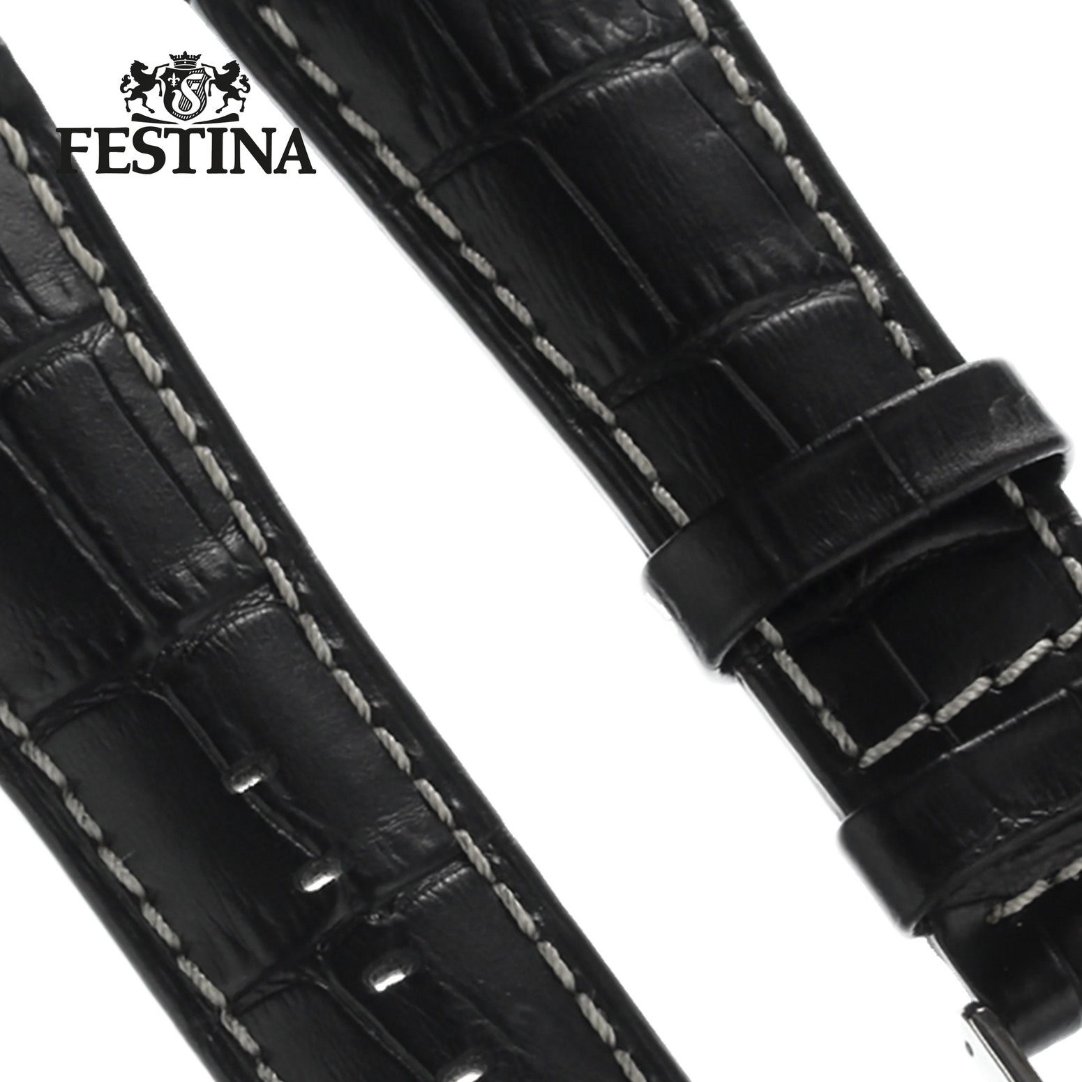 Festina Uhrenarmband Festina Herren Uhrenarmband 28mm, Herren Uhrenarmband, Lederarmband schwarz