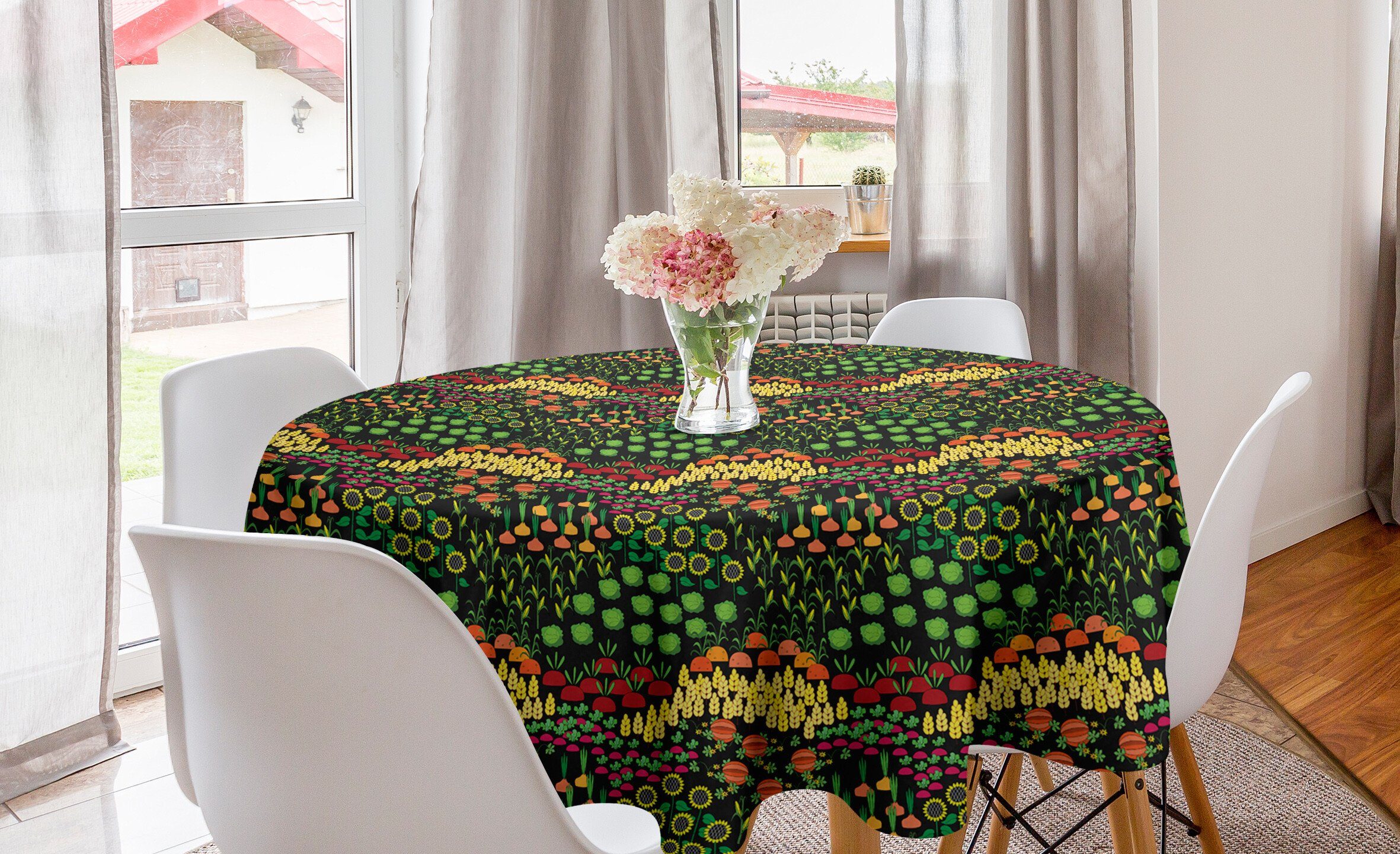 Abakuhaus Tischdecke Kreis Tischdecke Abdeckung für Esszimmer Küche Dekoration, Gemüse Landwirtschaft Muster