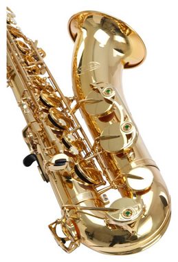 Classic Cantabile Saxophon TS-450 Tenorsaxophon, Messing lackiert, (Spar-Set, inkl. Metro-Tuner, Saxophonständer und Notenständer), Bb-Stimmung, Hoch-Fis-Klappen, ergonomische Klappenmechanik