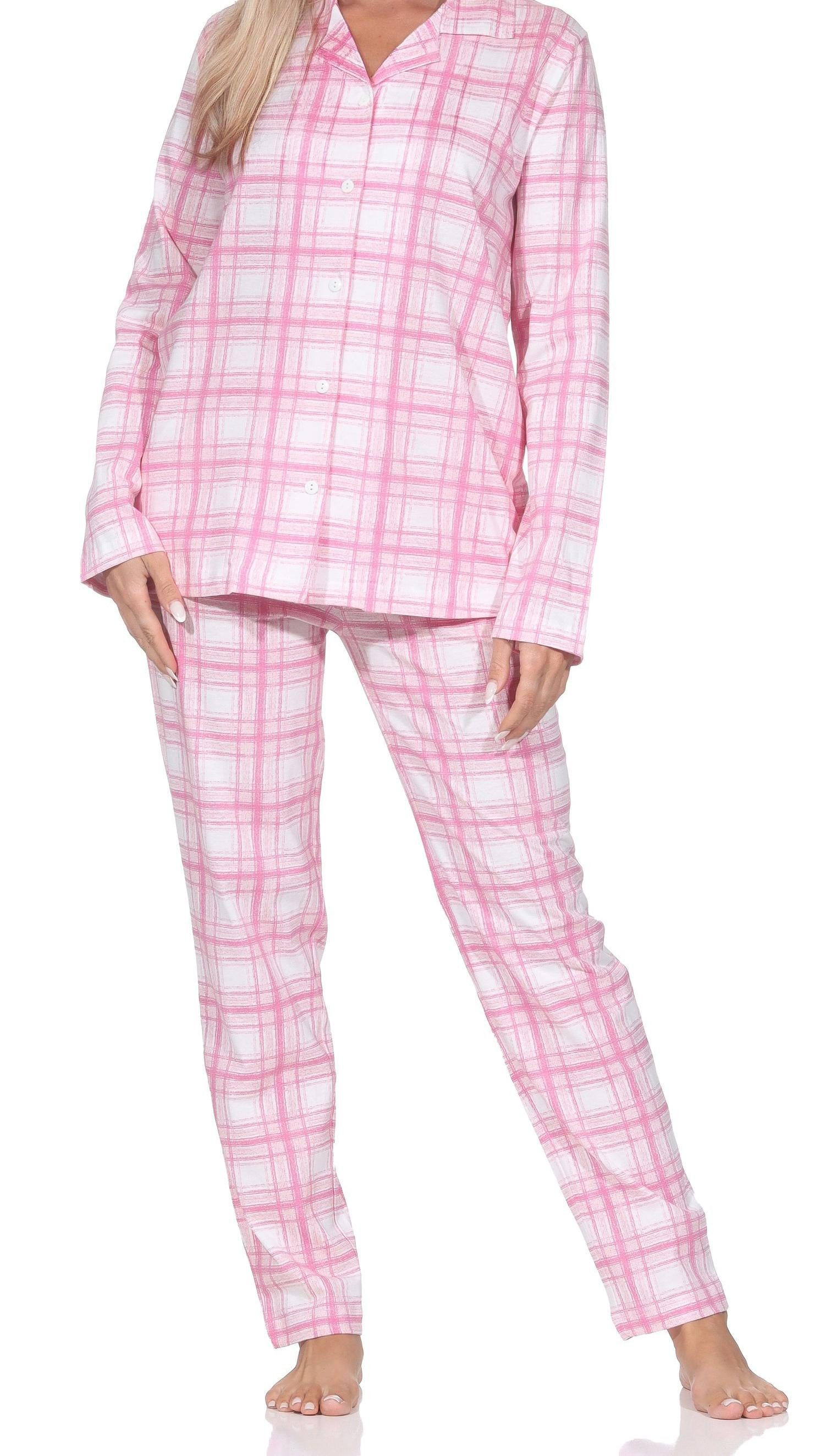 Normann Pyjama Normann Damen Jersey Pyjama langarm in Karo Optik - auch in Übergröße – Bild 2 von 5