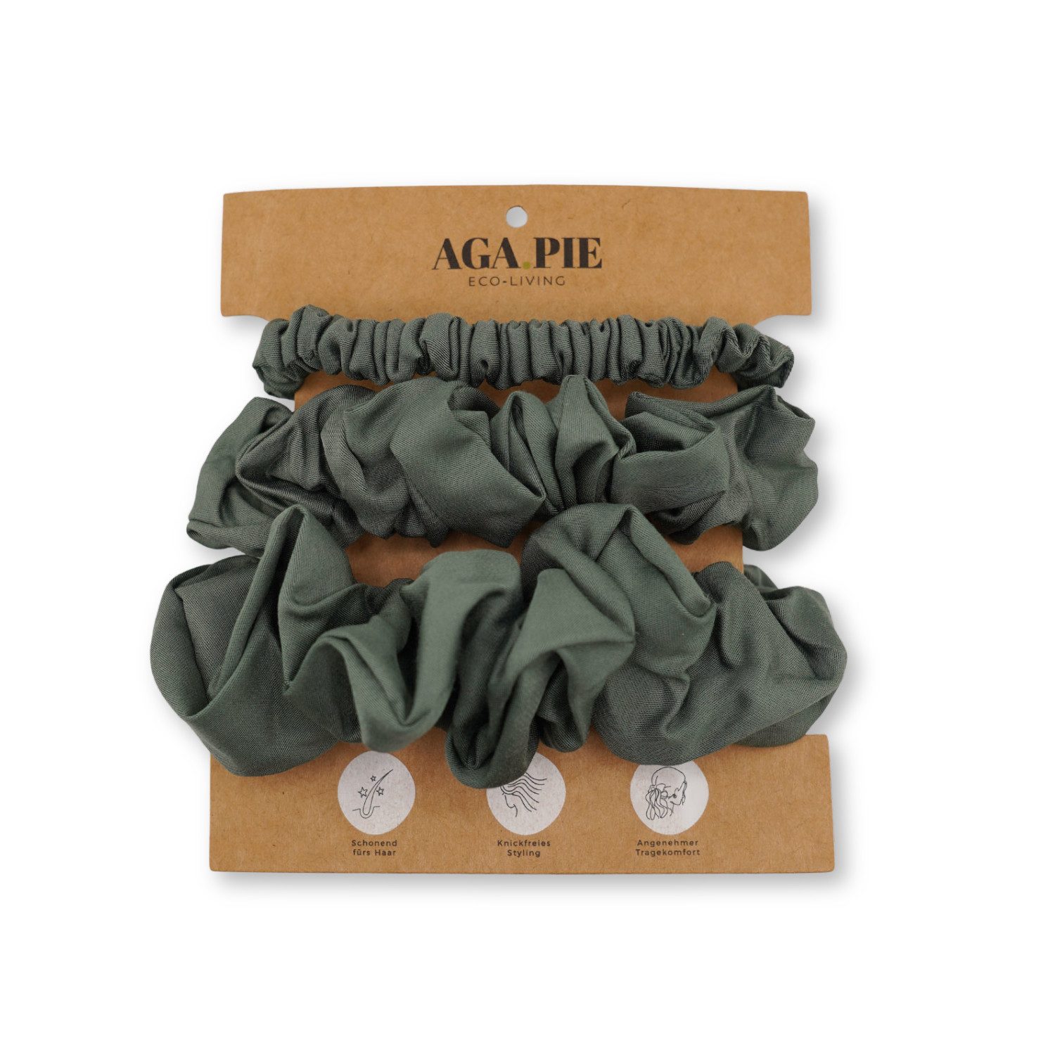 AGA.PIE Haargummi Scrunchie-Set, aus 100% Lyocell aus Bambus-Cellulose, besonders sanft zum Haar