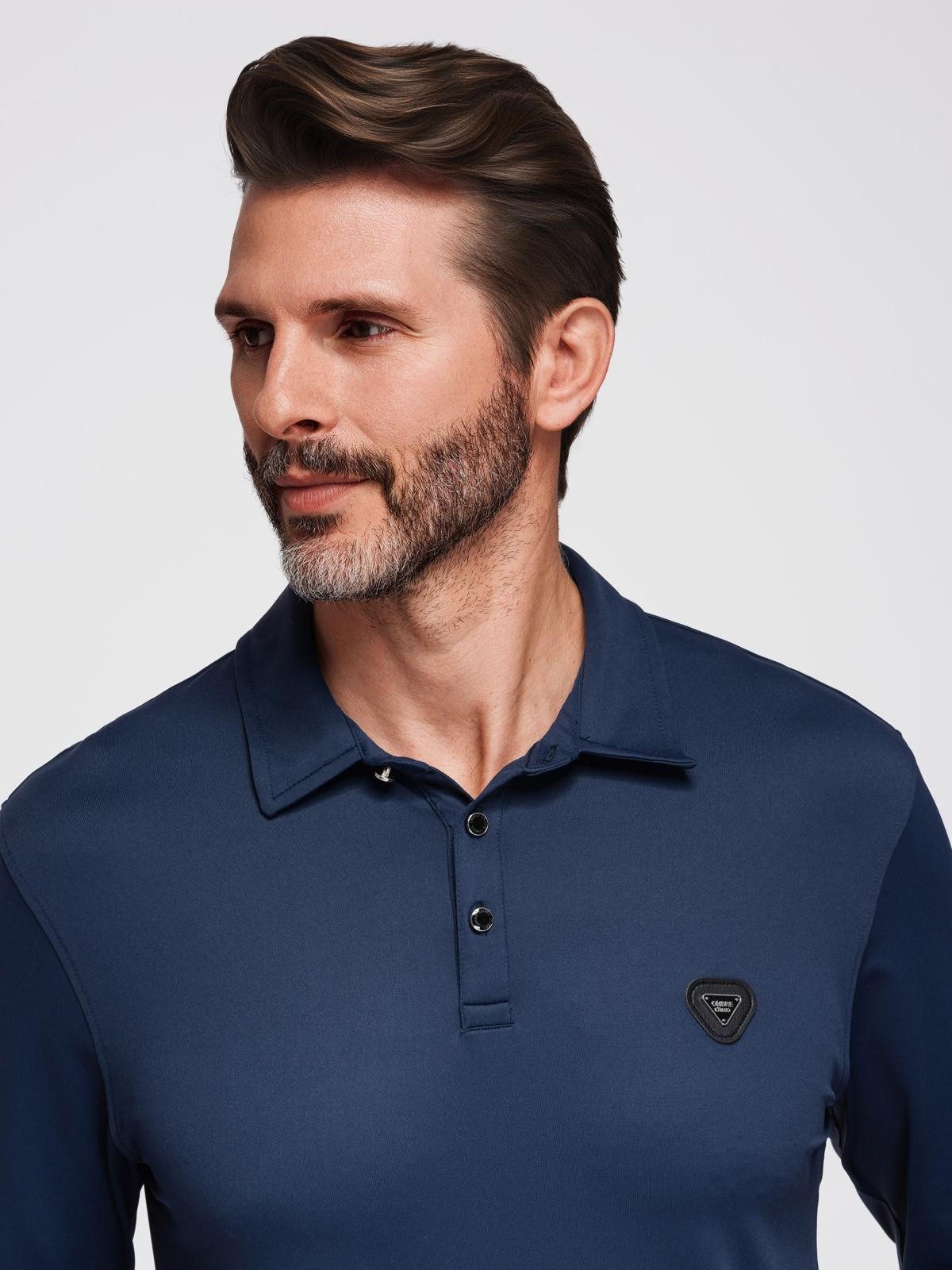 OMBRE Langarm-Poloshirt Polo-Shirt mit langen Ärmeln und eleganten Markenknöpfen