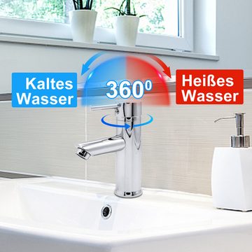 Bettizia Waschtischarmatur Wasserhahn Waschtischarmatur Einhebel-Badezimmerarmatur Silber