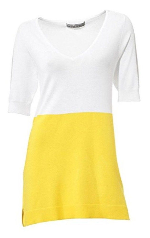 YESET Longpullover Damen Pullover kurzarm Feinstrick Shirt weiss