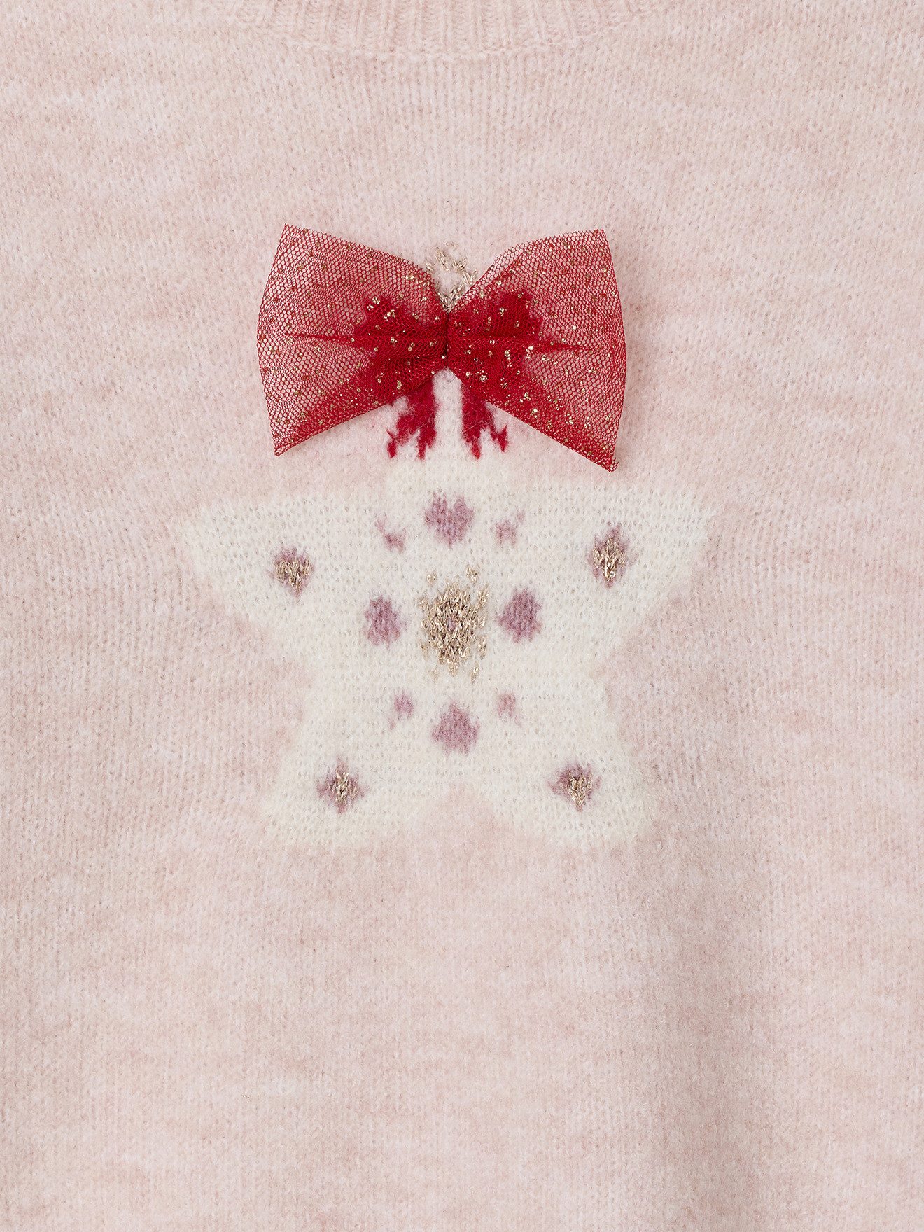 vertbaudet Pullunder Mädchen-Pullover mit Glitzerstern und Schleife