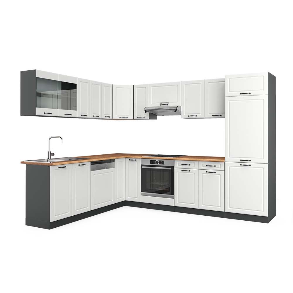 Vicco Winkelküche R-Line, Weiß Landhaus/Anthrazit, 227 günstig online kaufen