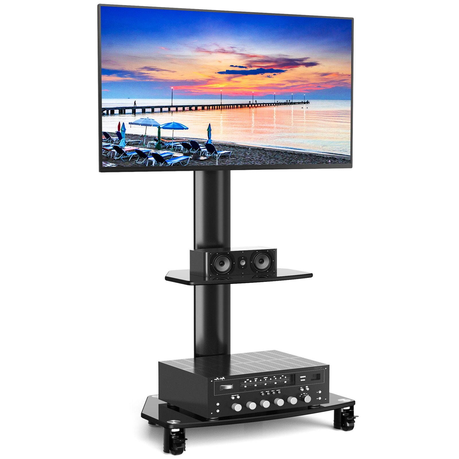 Rfiver TV-Ständer TV Rollwagen Fernsehständer für 27-70 Zoll Fernseher mit 2 Platten, (bis 70 Zoll, 1-tlg., bis zu 50kg max VESA 400x400mm)