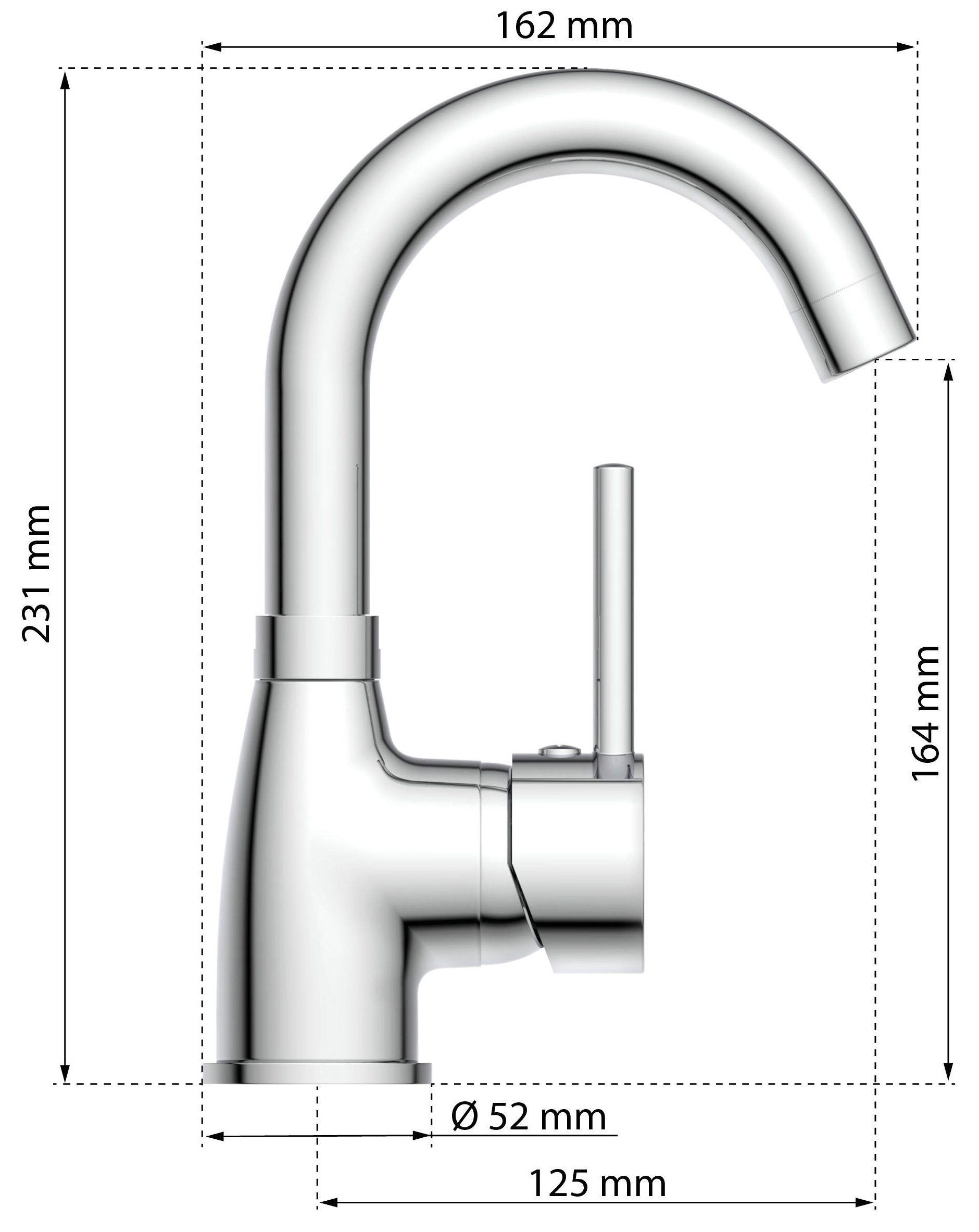 Wasserhahn chromfarben Futura Cold Eisl Energiesparfunktion Mischbatterie mit Start, Waschtischarmatur