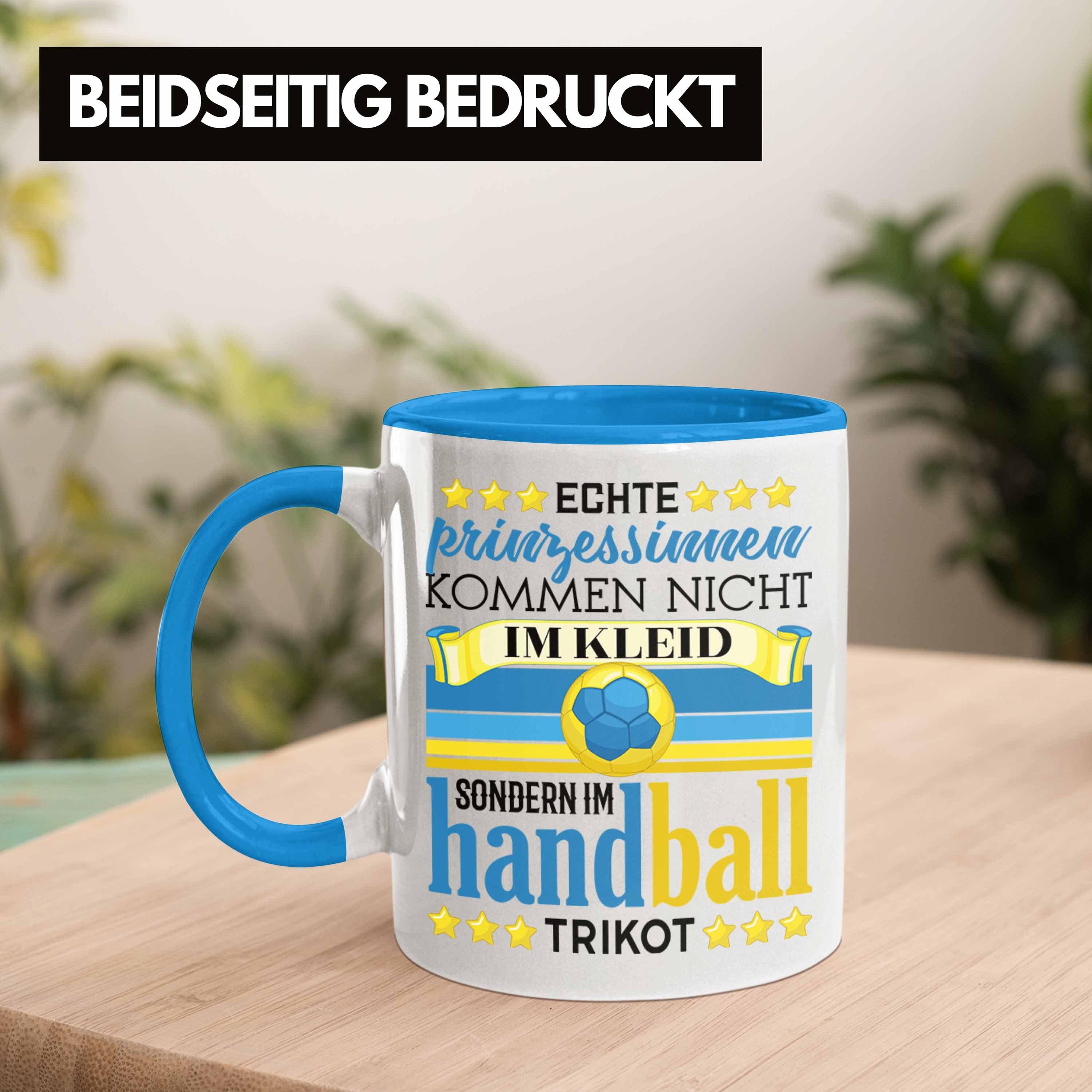 Geschenk Handball-Spielerin Handball Trendation Frauen Tasse Blau Tasse Spruch Geschenkidee