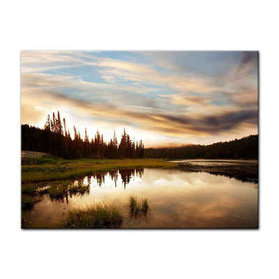 Bilderdepot24 Leinwandbild Sonnenuntergang am See, Landschaften