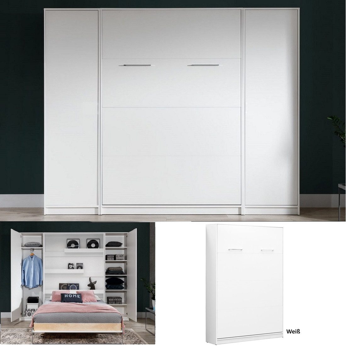 QMM TraumMöbel Schrankbett Klappbett VB 140 x 200 mit 2 Schränken (Möbel-Se günstig online kaufen