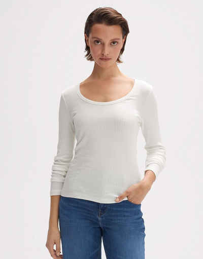 OPUS Langarmshirt OPUS Rippshirt Sidita tailliert