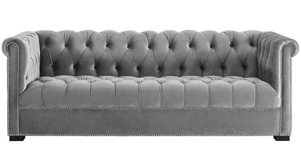 Chesterfield Möbel JVmoebel Design Modern Neu Grau Dreisitzer Original Sofa, Sofa