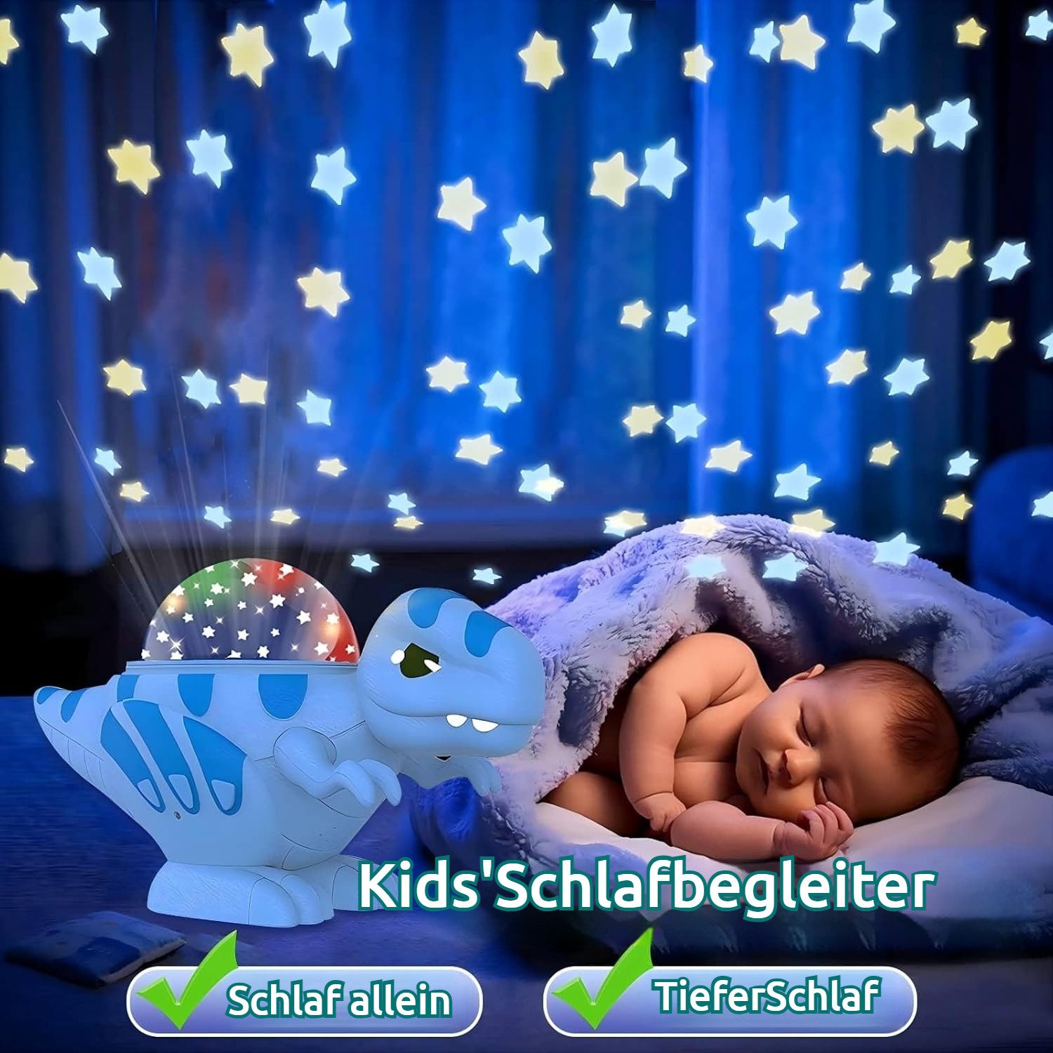 QUBEBU LED Nachtlicht Dinosaurier Sternenhimmel Projektor Kinder Geschenke 3-in-1 Nachtlicht, 16 Lichtmodi, LED fest integriert, Drei Themenmodi: Dinosaurierwelt, Sternenwelt und Nachtlicht., Kinderzimmer, Schlafzimmer, Birthday geschenke, Weihnachtsdekoration