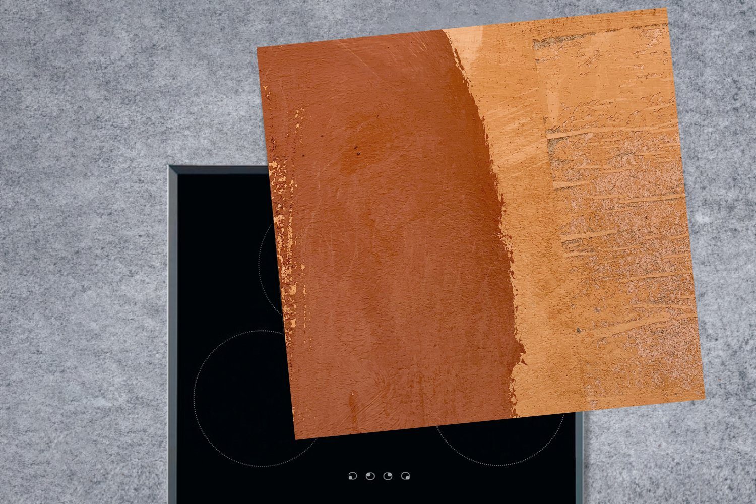 Ceranfeldabdeckung, Terrakotta Arbeitsplatte Nahaufnahme Vinyl, für 78x78 cm, aus tlg), küche MuchoWow Natur, der Herdblende-/Abdeckplatte von (1
