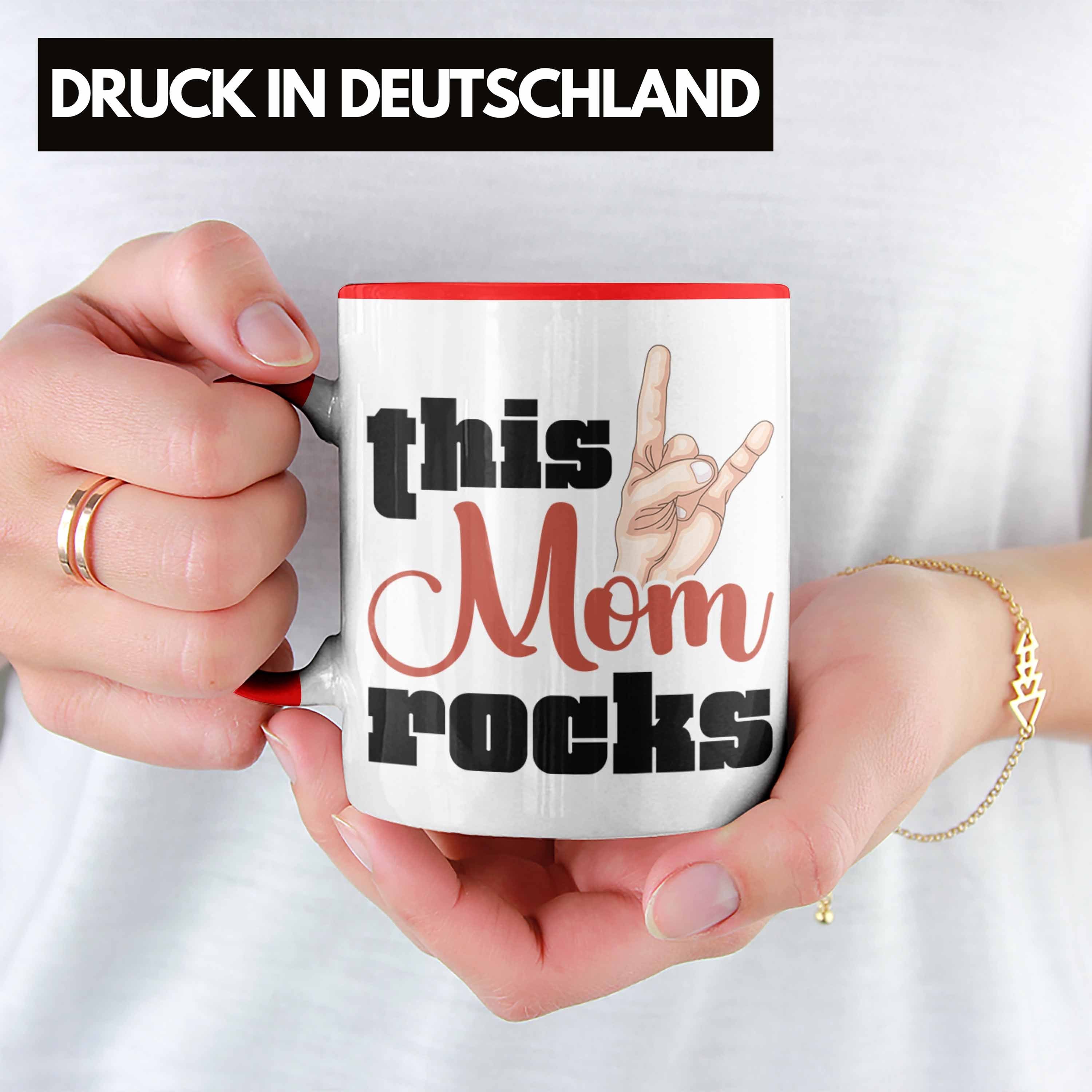 Roll Tasse - Rockn This Mom Trendation Rocks Mama Rot Tasse Lustige Geschenkidee Trendation