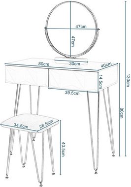 EUGAD Schminktisch (1-St), mit Hocker, 2 Schubladen Weiß und golden