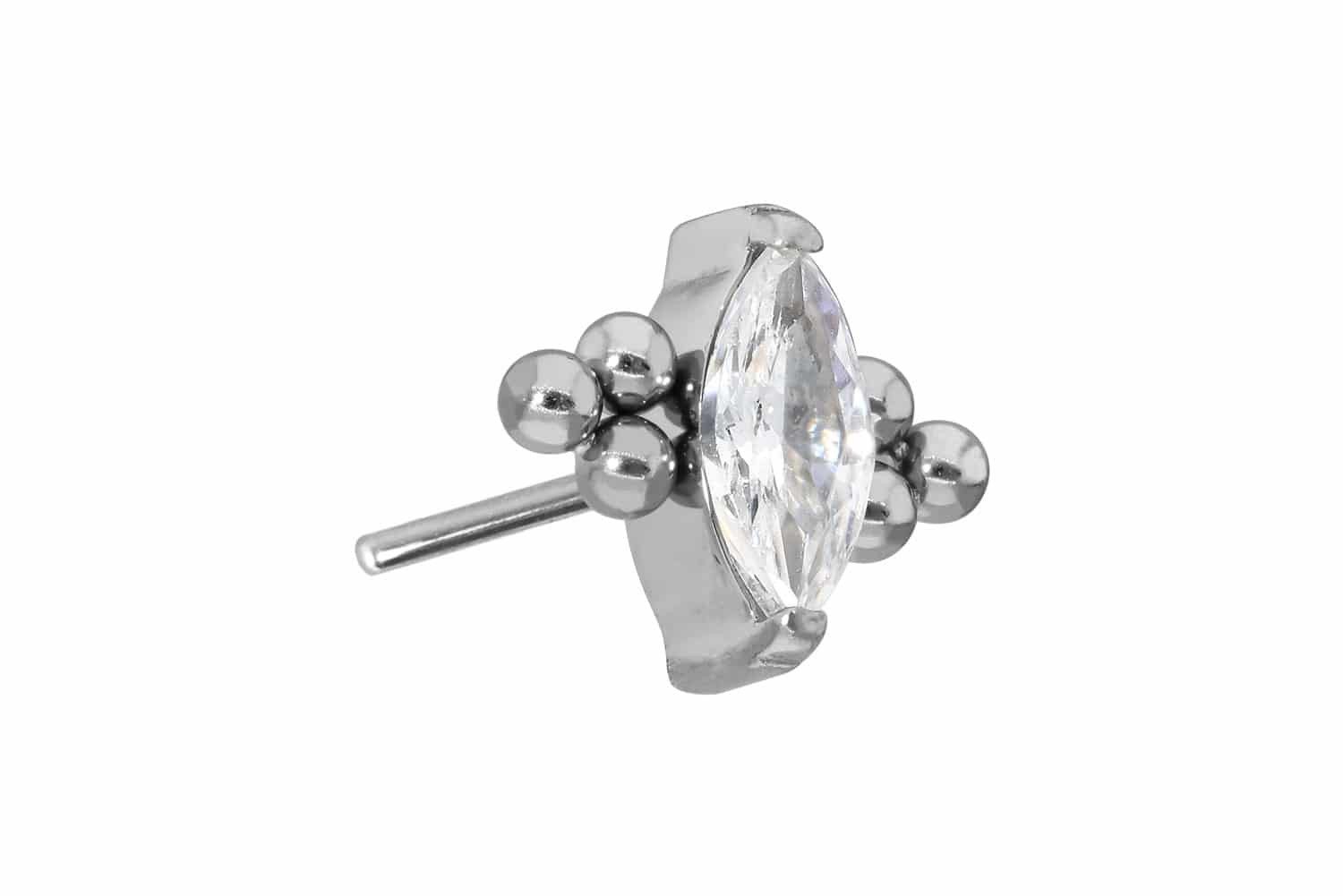 Piercing-Set Titan Aufsatz mit Push Pin KRISTALLTROPFEN + 6 KUGELN