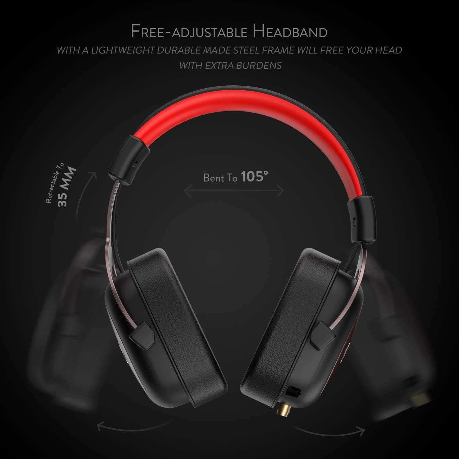 Redragon 1 Gaming-Headset 7.1-Surround-Sound abnehmbarem 53-mm-Treiber) (Memory mit Gaming-Kopfhörer Kabelgebundene Mikrofon, Foam-Ohrpolster