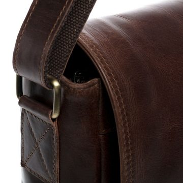 SID & VAIN Messenger Bag Leder Umhängetasche Unisex SPENCER, Laptoptasche 15 Zoll Echtleder, Businesstasche Damen Herren braun