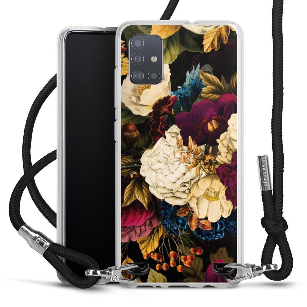 DeinDesign Handyhülle Vintage Blumen Muster Dark Vintage Flowers, Samsung  Galaxy A51 Handykette Hülle mit Band Case zum Umhängen