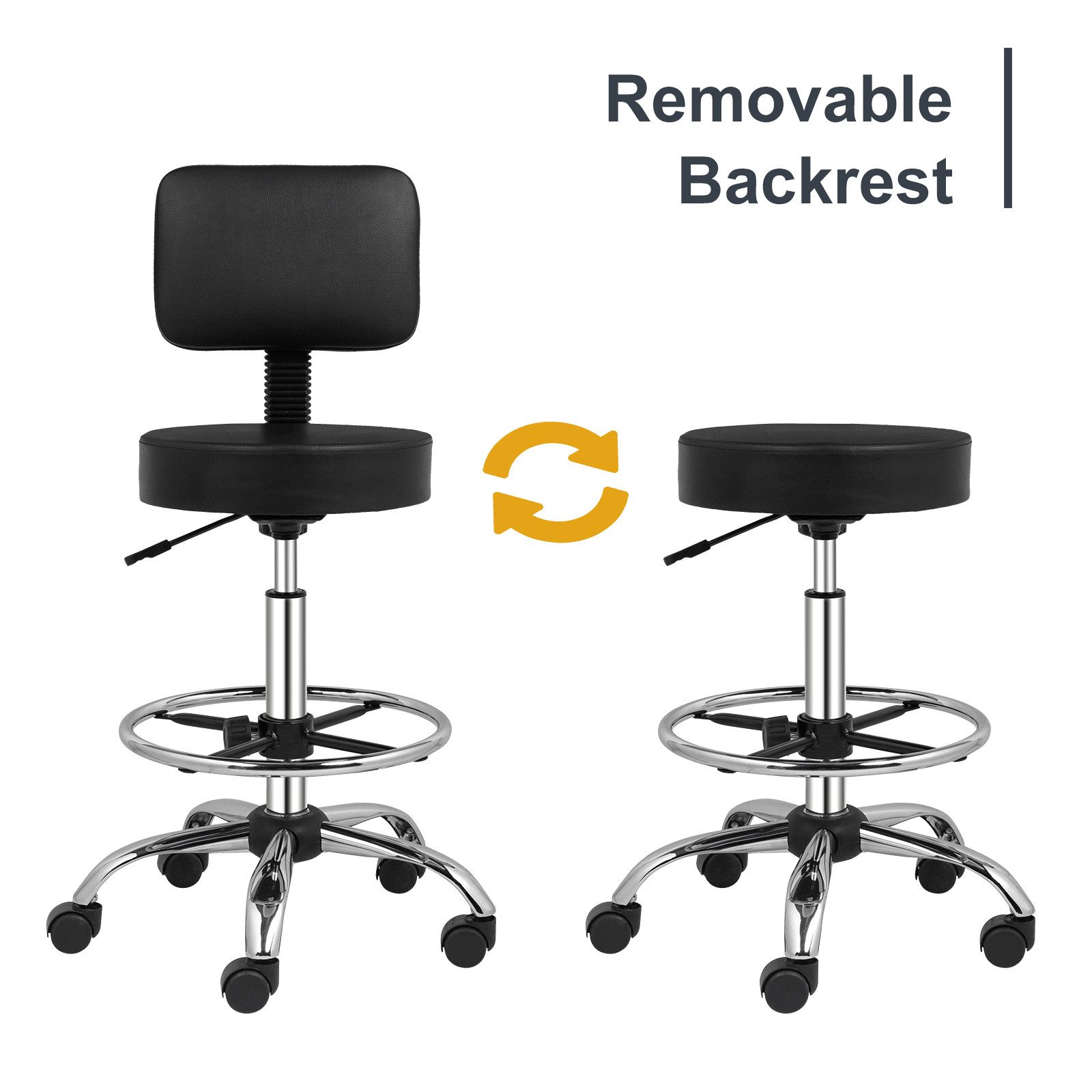 VINGLI Drehhocker, Rollhocker, Arbeitshocker, Bürohocker, höhenverstellbar günstig online kaufen