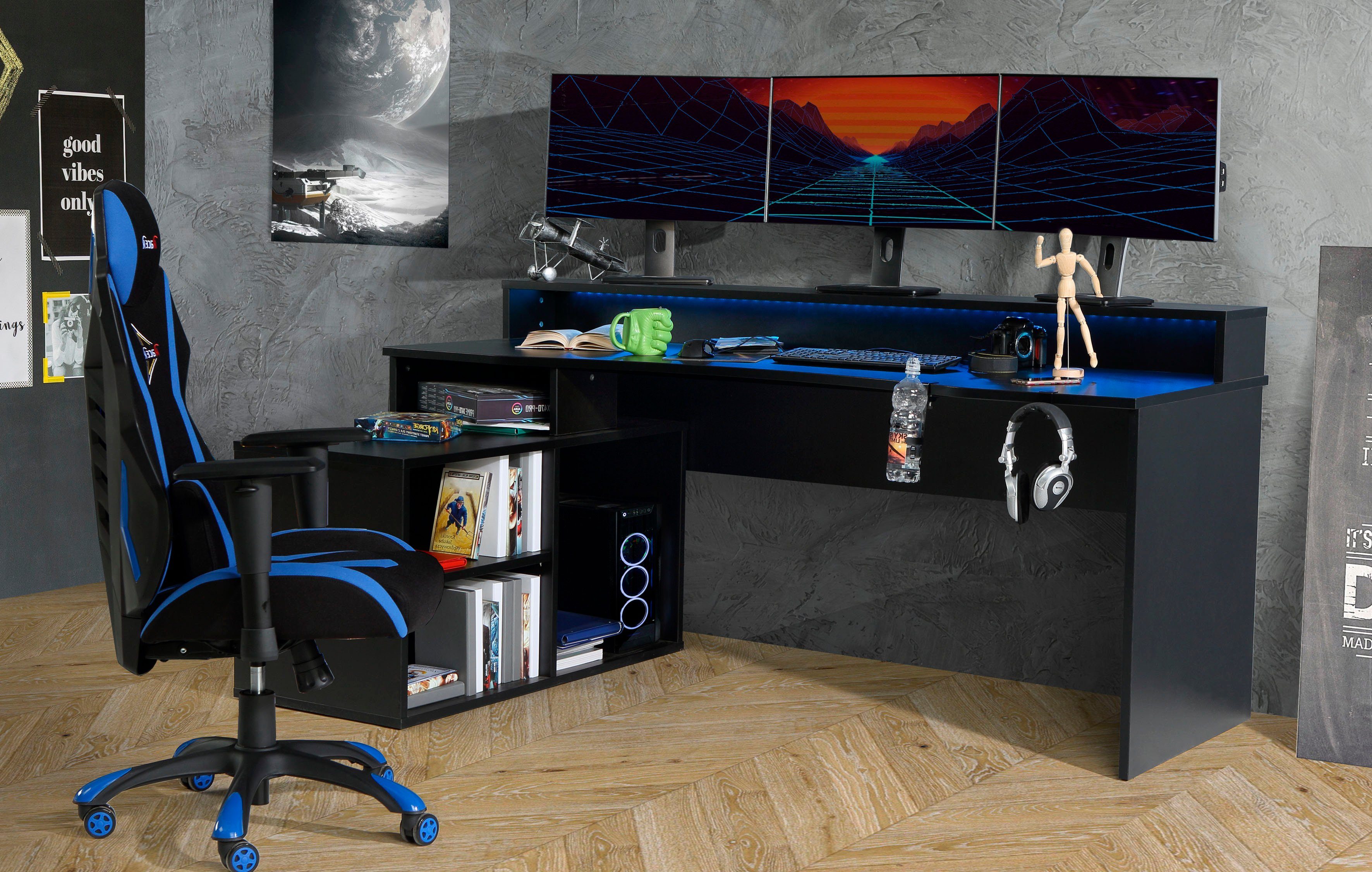 FORTE Gamingtisch »Tezaur«, mit RGB-Beleuchtung und Halterungen online  kaufen | OTTO