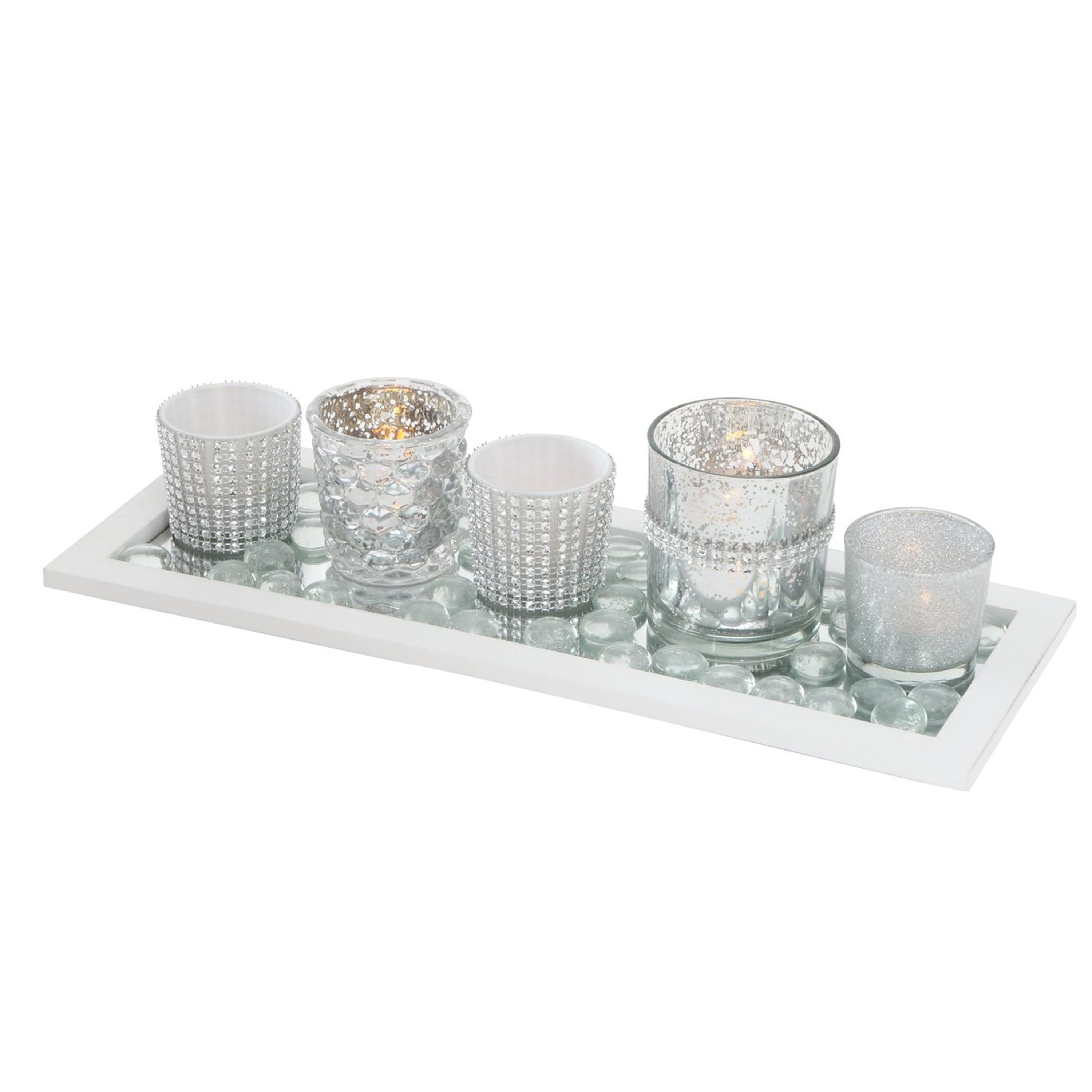 MamboCat Teelichthalter B. Glas-Windlicht-Set Pit auf Holz-Tablett - 100150 günstig online kaufen