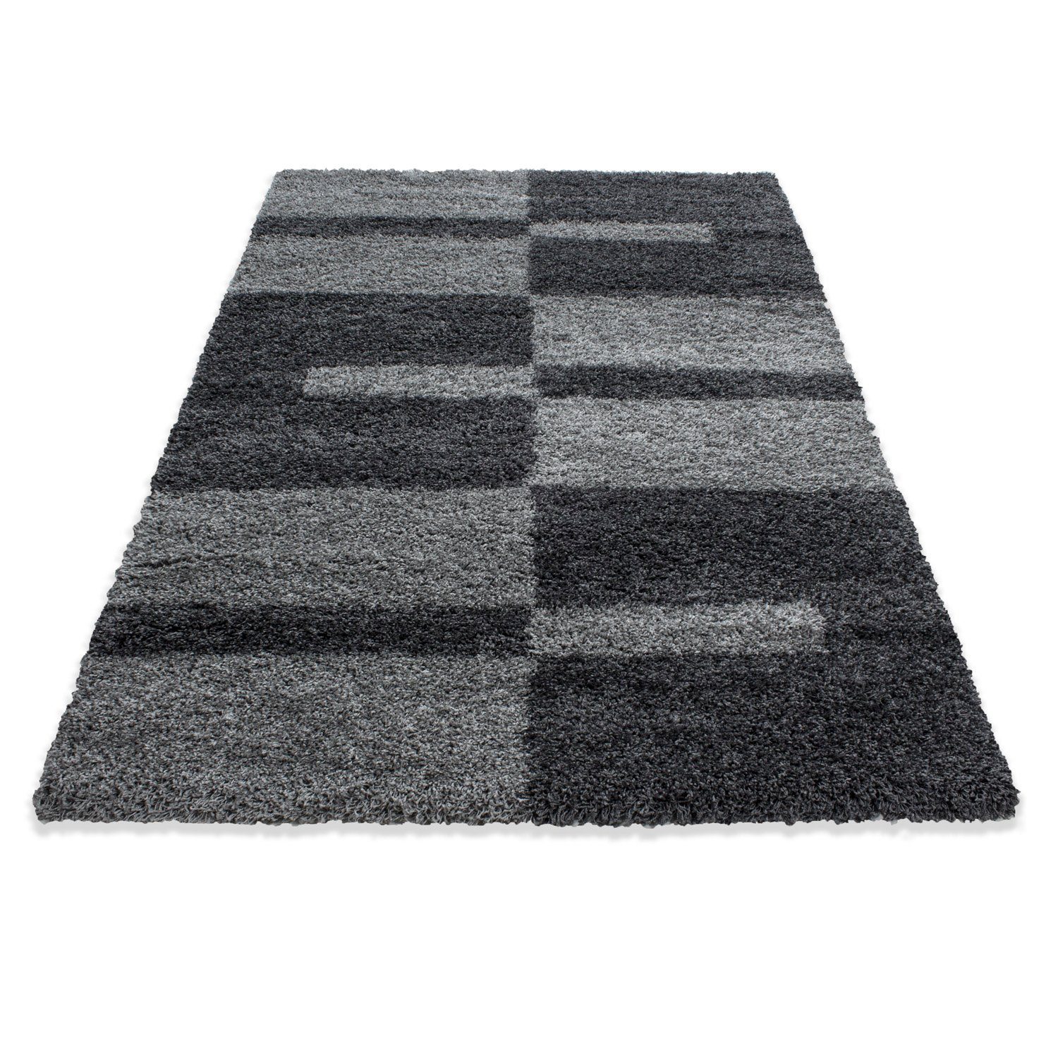Teppium Teppich Kariert Design, Rund, Höhe: 30 mm, Runder Teppich Kariert Design Teppich Grau Teppich Wohnzimmer
